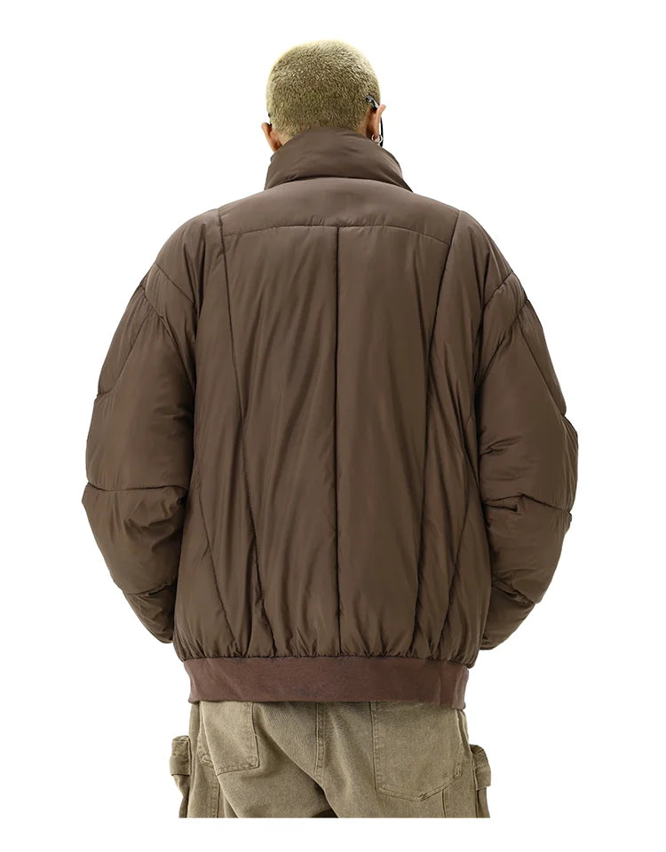 Mens Jacket Winter Parkas Streetwear Thicken Warm Solid Color Zipper Cotton Padded Bomber Jackets Harajuku Fashion Casual Coats