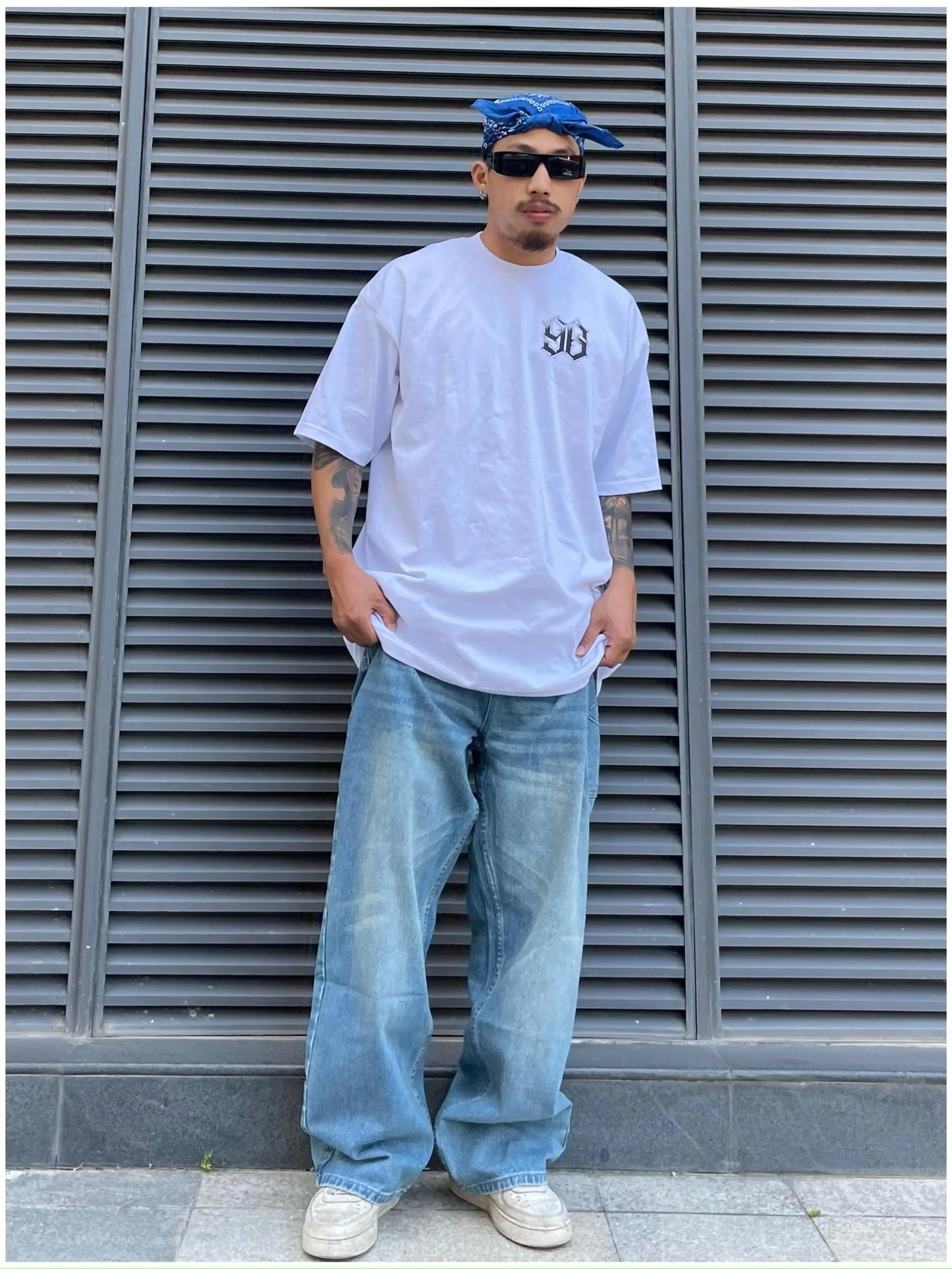 fashion loose streetwear denim jeans pants unisex casual side pocket wide legs jean trousers hip hop joggers mens baggy jeans unique joggers style 1771