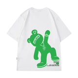Glitchcore Chrome print – Summer Creative Cartoon Bear Printed T Shirt For Men Short S