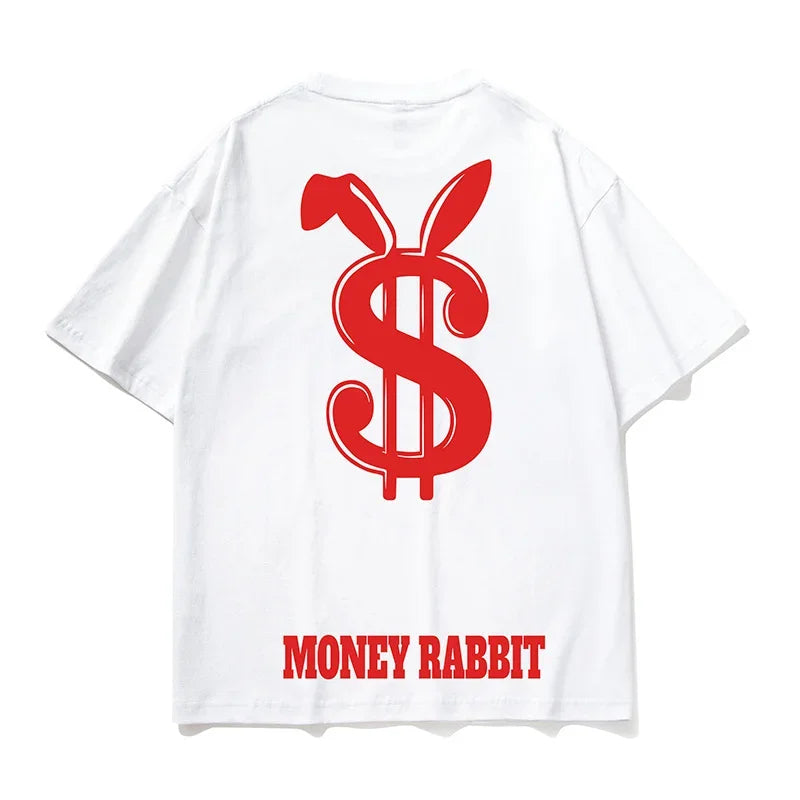 Harajuku Crying character – Money Rabbit Funny Graphic Printed T Shirt For Men Oversized
