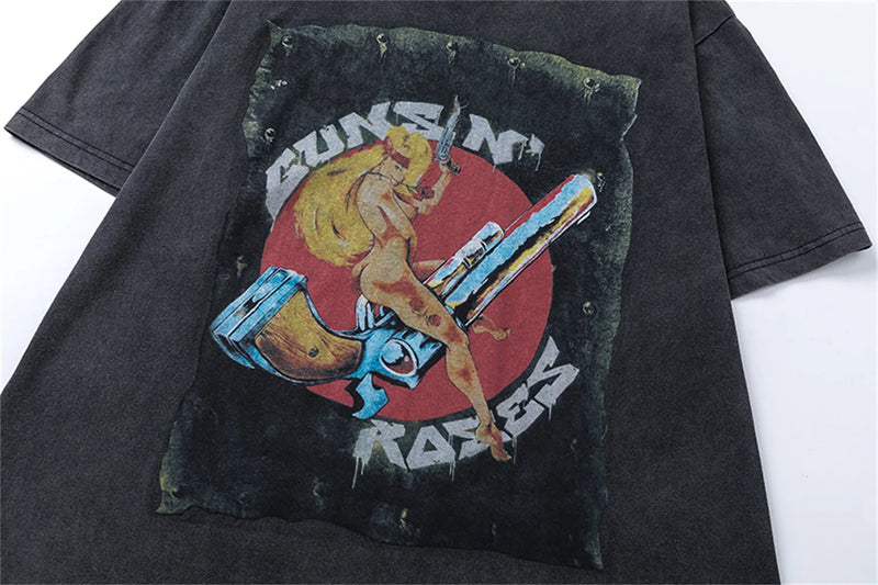 Summer Vintage Guns N' Roses Rock Band T-Shirt Tops