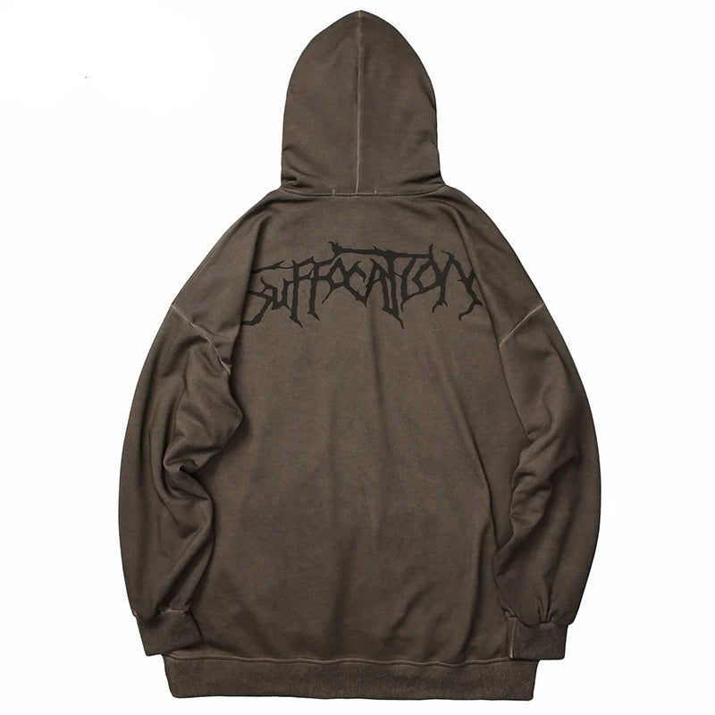 Hip Hop Streetwear Hoodie Sweatshirt Men Dark Style Angel Print Pullov