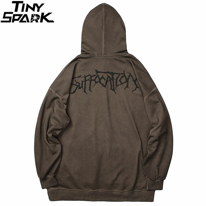 Hip Hop Streetwear Hoodie Sweatshirt Men Dark Style Angel Print Pullov