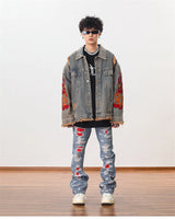 men distressed ripped destroied denim jean pants new fashion patchwork biker jeans streetwear flare pants jogger y2k men s jeans unique joggers style 3286