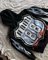 Trendy Brand Fashion Motorcycle Style Letter Print Oversized Hoodie Me