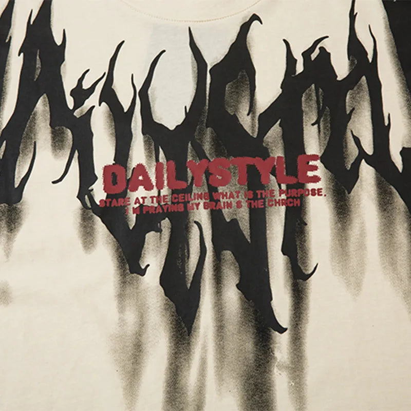 Y2k Chrome logo – Men Short Sleeve T Shirts Thorn Letter Print Tshirt High Str