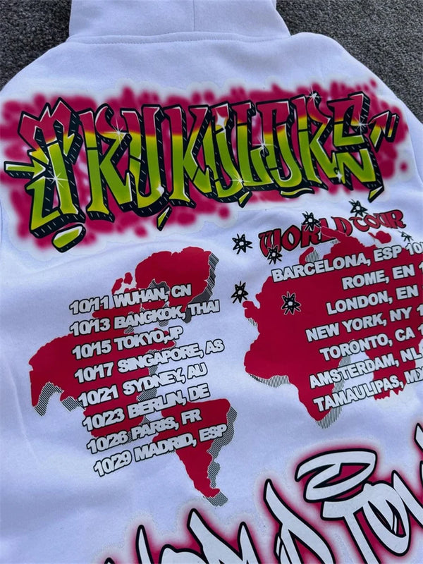 Y2K Pullover Hoodie Long Sleeved Oversize Vintage 3D Printed Clothing