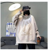 Autumn Korean Personality Street Boys Unisex Round Neck Sweatshirt Trendy American Couple Suede Long-sleeved Shirt Top