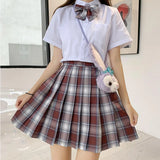 Jk Uniforms Gyaru School Uniform for Girl Student Pleated Skirt Uniform Set Women Short Sleeve Bow Tie Seifuku Japanese Style