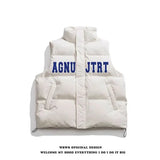 2024 Winter Korean Simple Ins Letter Printed Vest Cotton Clothing American Y2K Men Women Trendy Brand Loose Casual Vest Jacket