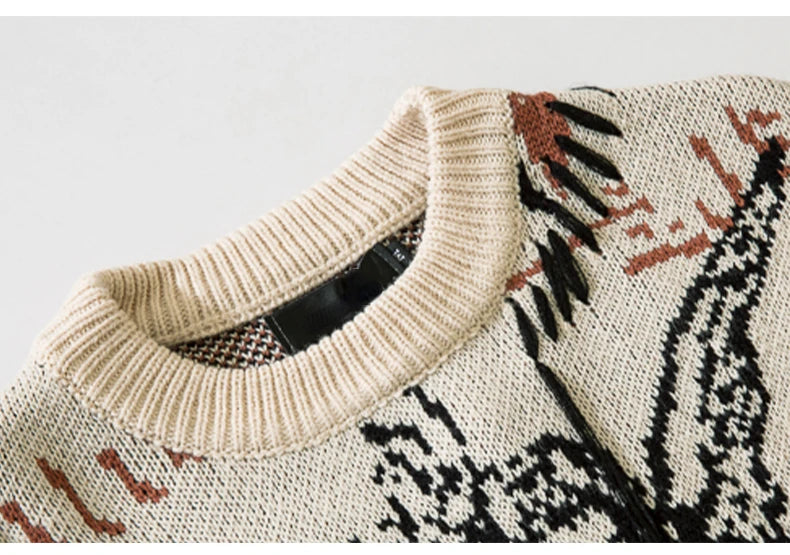 hip hop harajuku angle pattern knitted sweater unisex pullover streetwear winter casual loose mens sweater warm jumper knitwear - unisex casual winter pullover, trendy hip hop fashion hoodie, Y2K grunge street style