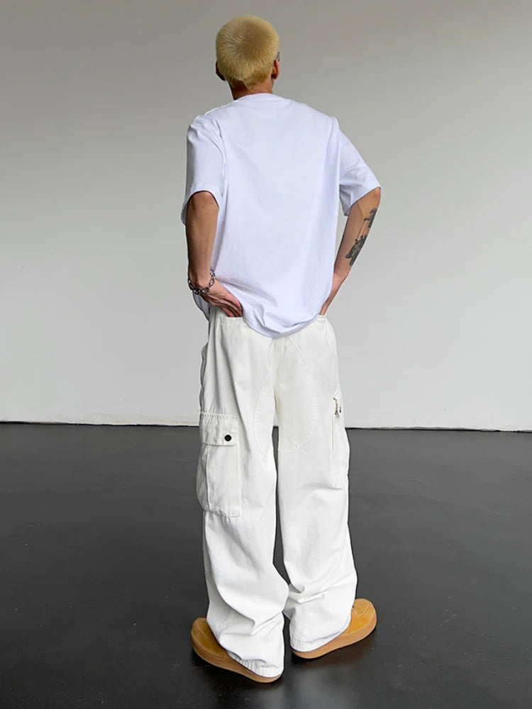 mens hip hop pants retro cargo pant streetwear side big pockets zipper harajuku joggers new casual loose straight baggy trousers streetwear sweatpants