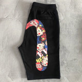 Harajuku Y2K Men's Gym Shorts Evisued Shorts Casual Japanese Fashion Brand M Printed Wide Leg Shorts Summer Men Clothing