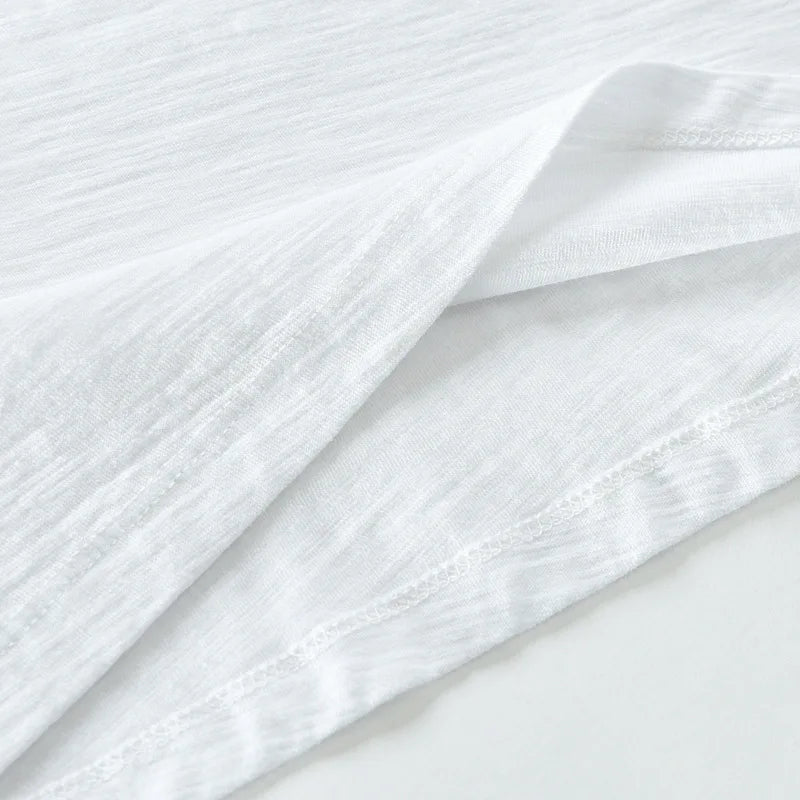 Summer Short Sleeved Men'S Thin Section Casual All Match Loose Cotton Breathable Round Neck Solid Color Bottoming Shirt