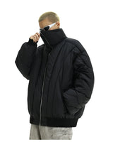 Mens Jacket Winter Parkas Streetwear Thicken Warm Solid Color Zipper Cotton Padded Bomber Jackets Harajuku Fashion Casual Coats