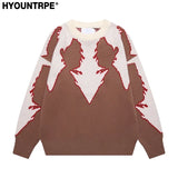 hip hop knitted sweater men autumn winter o neck anime pattern pullover streetwear casual loose sweaters unisex jumpers knitwear high quality cotton pullover, unique limited edition hoodie, streetwear fashion hoodie