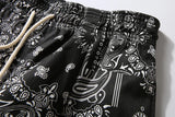Mens Paisley Printed Shorts Hip Hop Loose Elastic Waist Sweat Shorts Casual Harajuku Drawstring Streetwear Sportswear Joggers