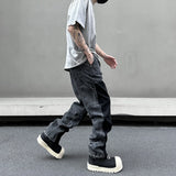 retro washed denim mens jeans pants fashion graffiti patchwork loose biker black jeans streetwear hip hop casual straight pants unique jeans style 5253