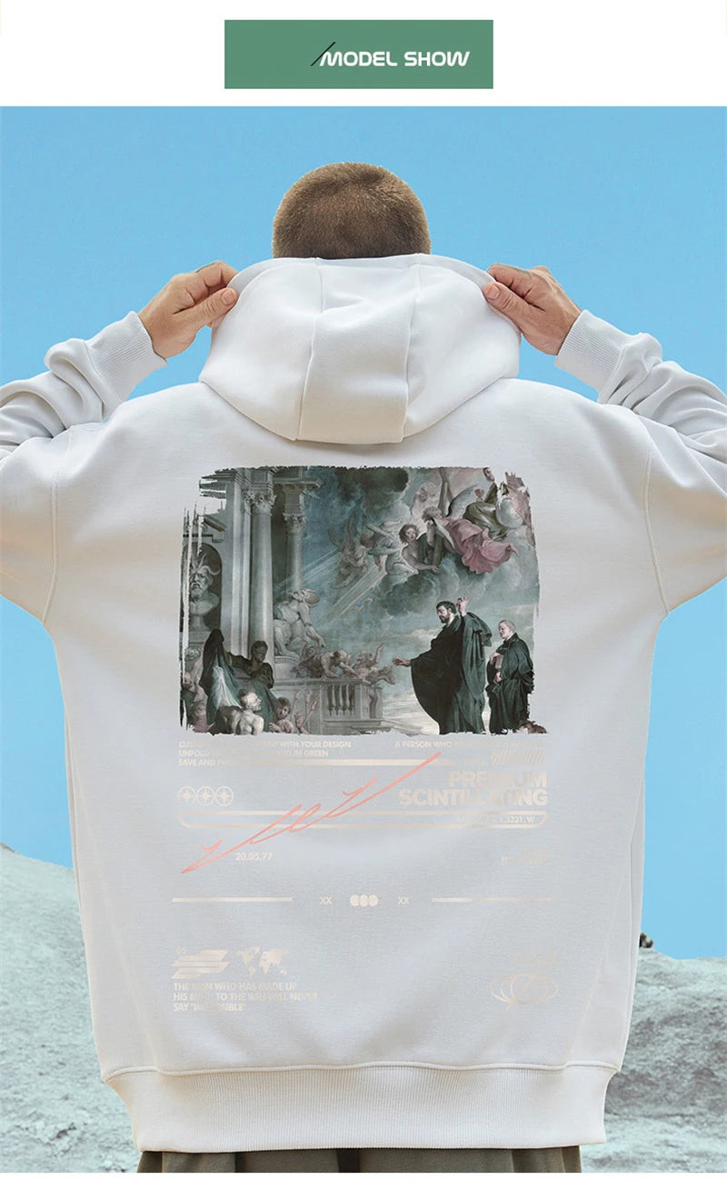 Gothic Print Men Hoodies Japanese Harajuku Fashion Hooded Sweatshirts