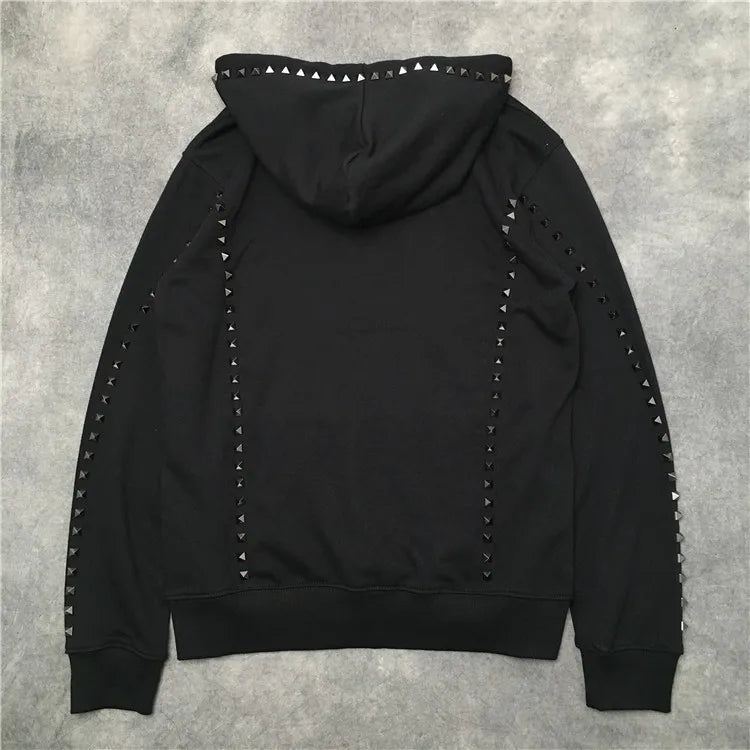 New Luxury Men Novelty Metal Rivets Hoodies Hoody Hooded Sweatshirts V