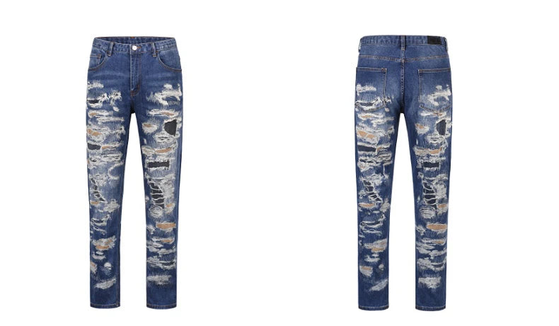 retro washed 3d printed fake distressed jeans hip hop denim pants streetwear jean pants mens harajuku cotton trousers joggers unique joggers style 3886