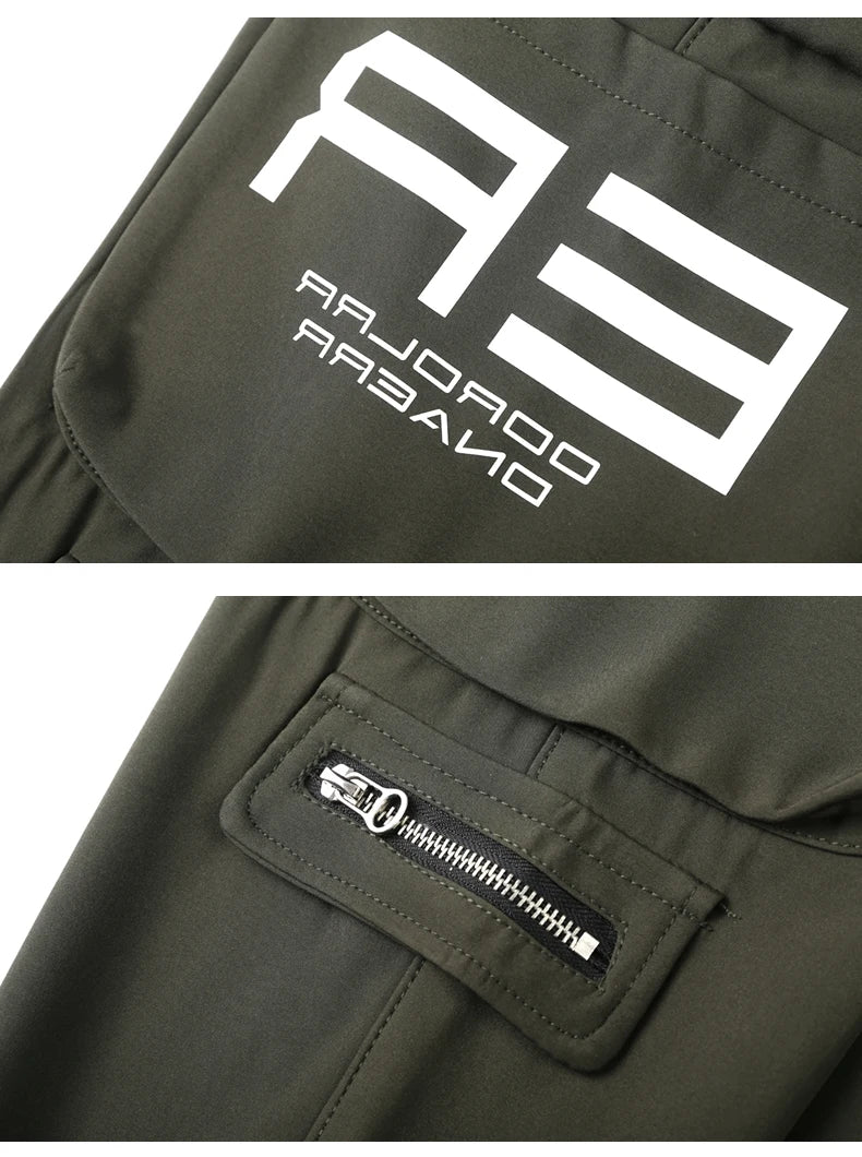 mens cargo pants elastic waist trousers with pockets streetwear hip hop loose fit ankle drawstring military sweatpants joggers unique joggers style 2538
