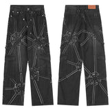 punk belt denim jeans pants women harajuku streetwear side pocket cotton men unisex casual baggy joggers straight pants trousers unique joggers style 4374