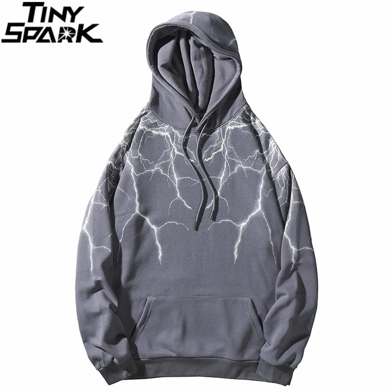 Hip Hop Lightning Hoodie Sweatshirt Men Harajuku Streetwear Hooded Pul