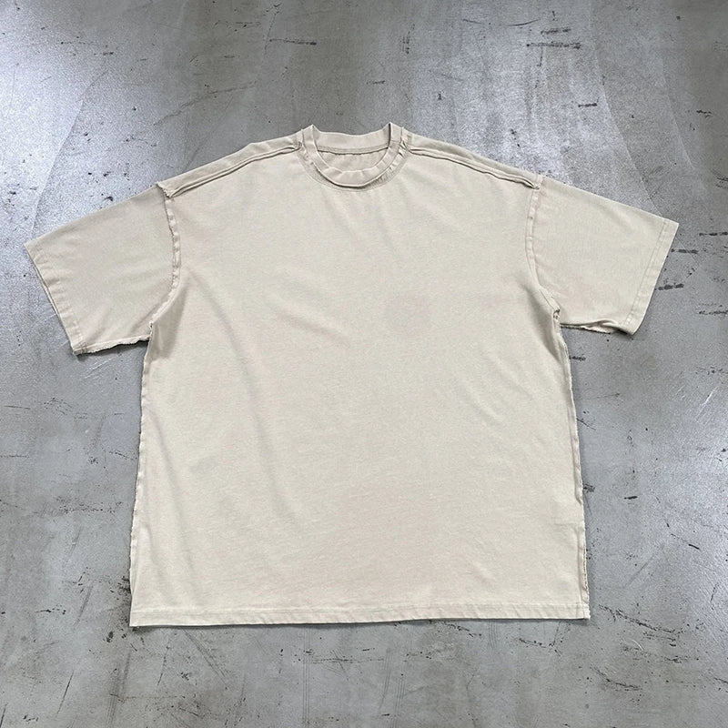 Skatercore Chrome logo – 2024 Summer New Washed Oversized Tshirt Worn Out Retro Distr