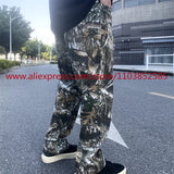 new autumn vintage straight leg casual functional work pants american high street heavyweight washed worn tactical pants clothes urban fashion pants