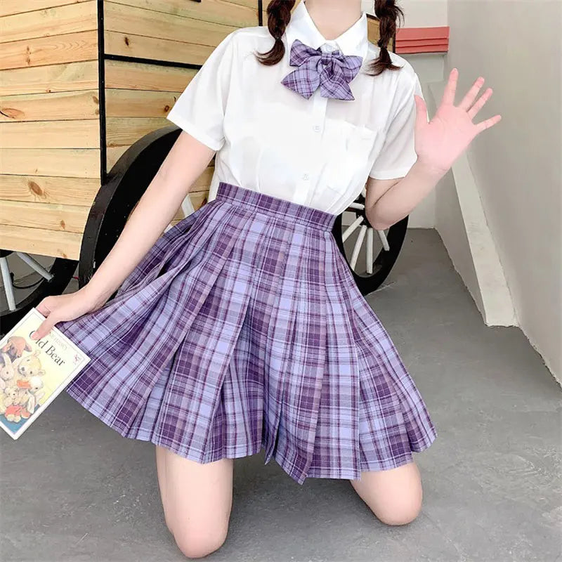 Jk Uniforms Gyaru School Uniform for Girl Student Pleated Skirt Uniform Set Women Short Sleeve Bow Tie Seifuku Japanese Style