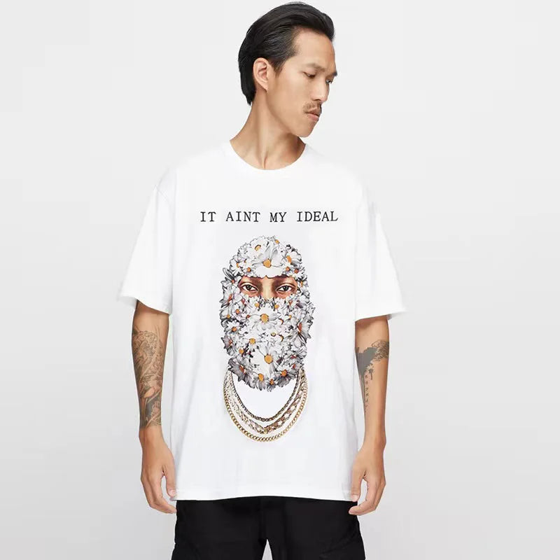 Glitchcore Fashion – High Quality Ih Nom Uh Nit T Shirt Masked Men Letter Printin – Urban Streetwear for Men & Women