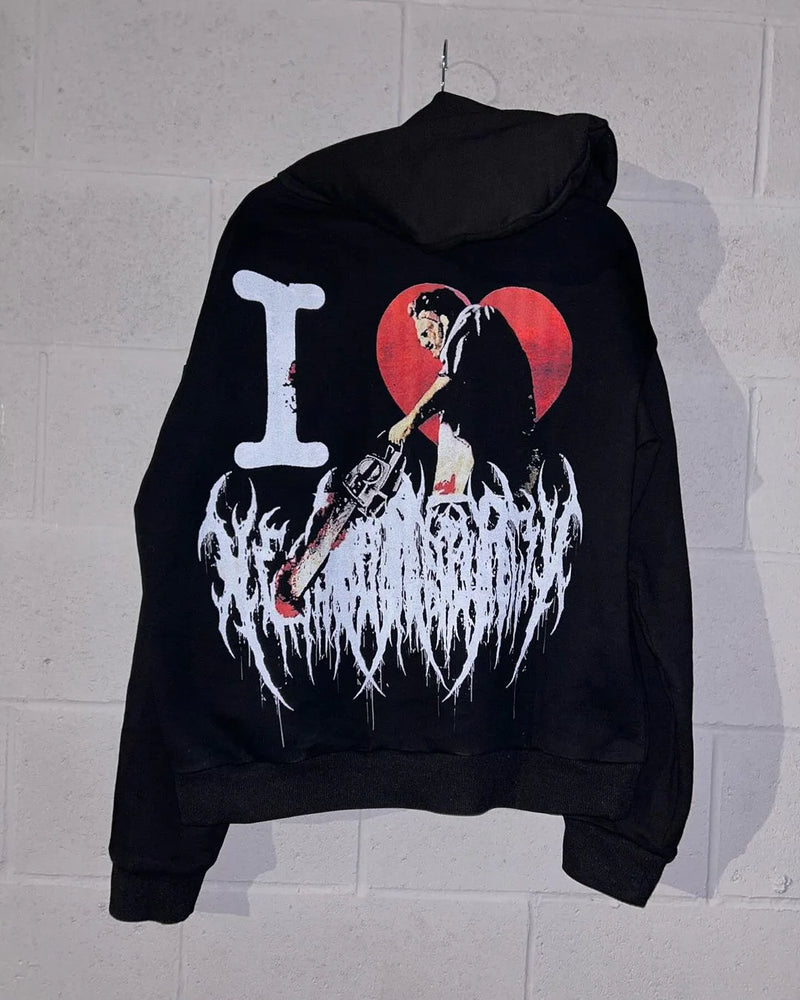 Y2k Long Sleeved Pullover Oversized Sweatshirt Dark Cartoon Hip-Hop Pattern Hoodie Streetwear Fashion Fall Winter Outfit Ootd