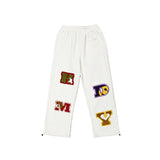 preppy style letter embroidery straight men baggy tracksuit pants y2k clothes sweatpants male drawstring casual long trousers sporty tapered joggers