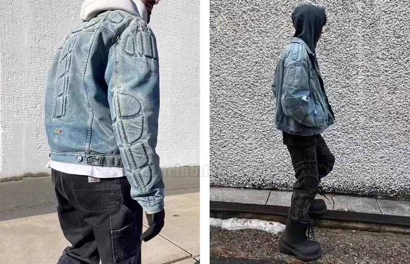 bold graphic coat, high-street look, for men, fall streetwear outfit, oversized style, layered fashion, modern aesthetic, graphic detail