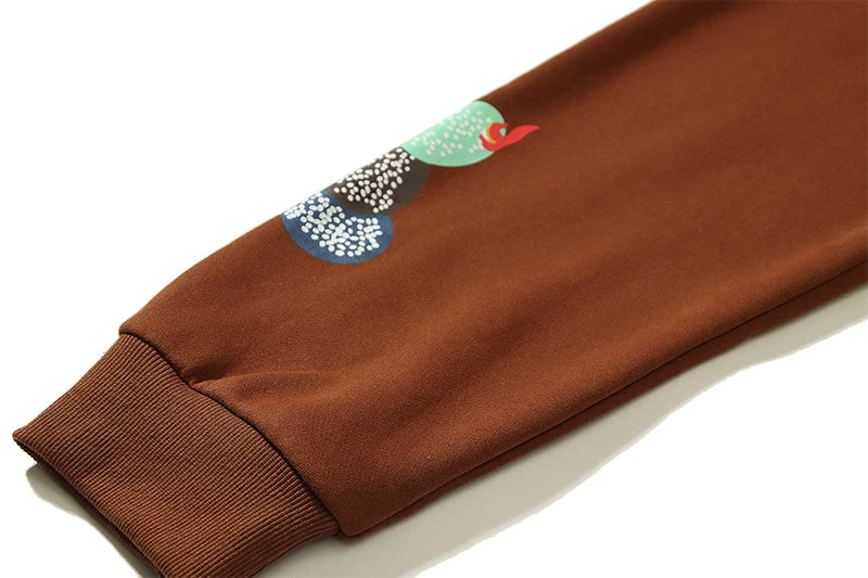 Cactus Jack Letter Brown Fleece Hooded Sweatshirts For Men High Street