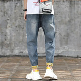 mens jeans with holes man cowboy pants cropped harem hip hop trousers 2024 korean style torn ripped broken retro classic pants ripped baggy denim