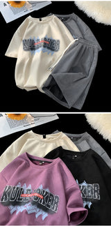 Sadcore Chrome logo – Stylish New Suede Short Sets Hip Hop Street Letter Printing