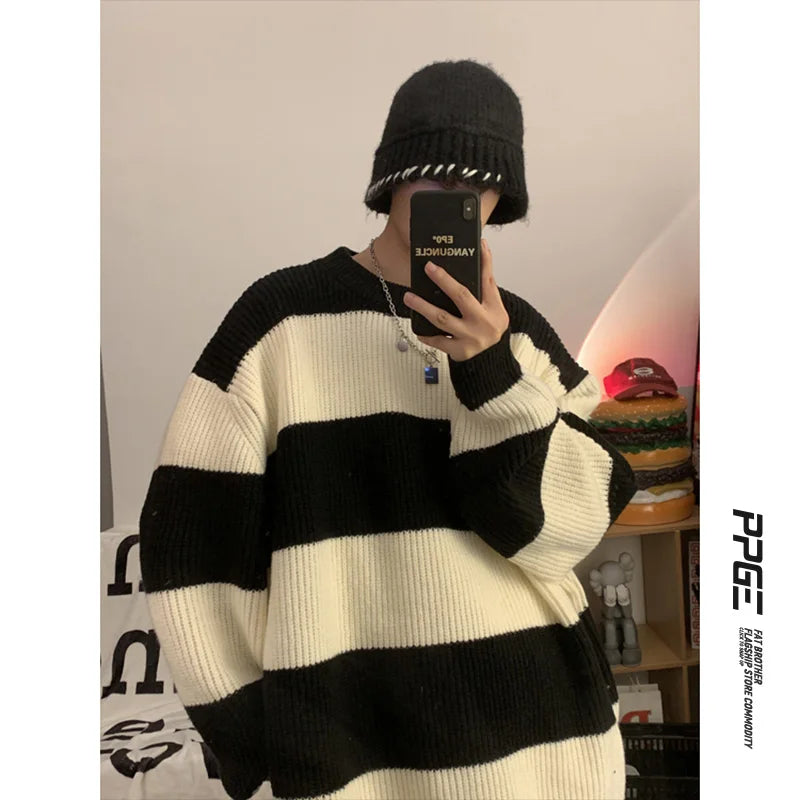grunge oversized flame jumper built for warmth and edge, essential for winter street style, men’s streetwear clothing piece f