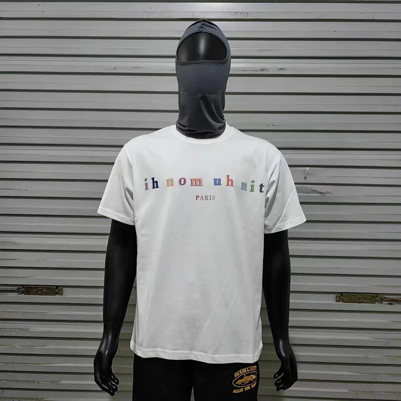 Glitchcore Fashion – High Quality Ih Nom Uh Nit T Shirt Masked Men Letter Printin – Urban Streetwear for Men & Women