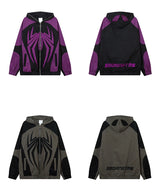 spider embroidery hooded jacket and coat men fashion hip hop full zipper hoodies loose outerwear casual streetwear baggy jack - variant style 2763b3 for streetwear fashion