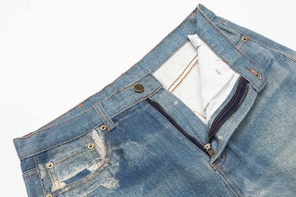 streetwear ripped hole patch baggy y2k jeans for men washed pantalones hombre straight casual denim trousers oversized unique jeans style 5939