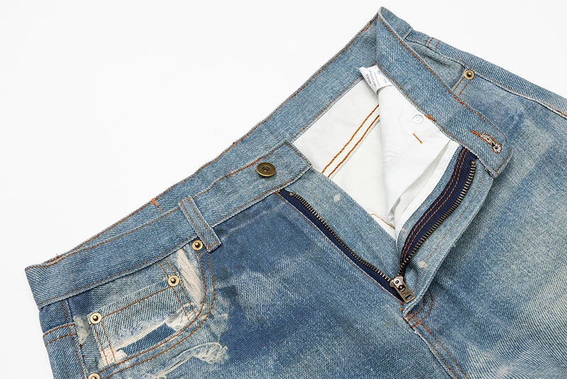 streetwear ripped hole patch baggy y2k jeans for men washed pantalones hombre straight casual denim trousers oversized unique jeans style 5939