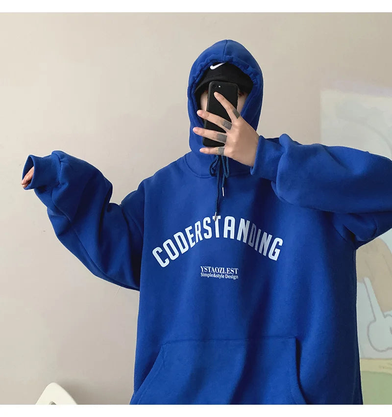 Autumn Mens Letter Design Printed Pullovers Hoodies Y2K Vintage Street