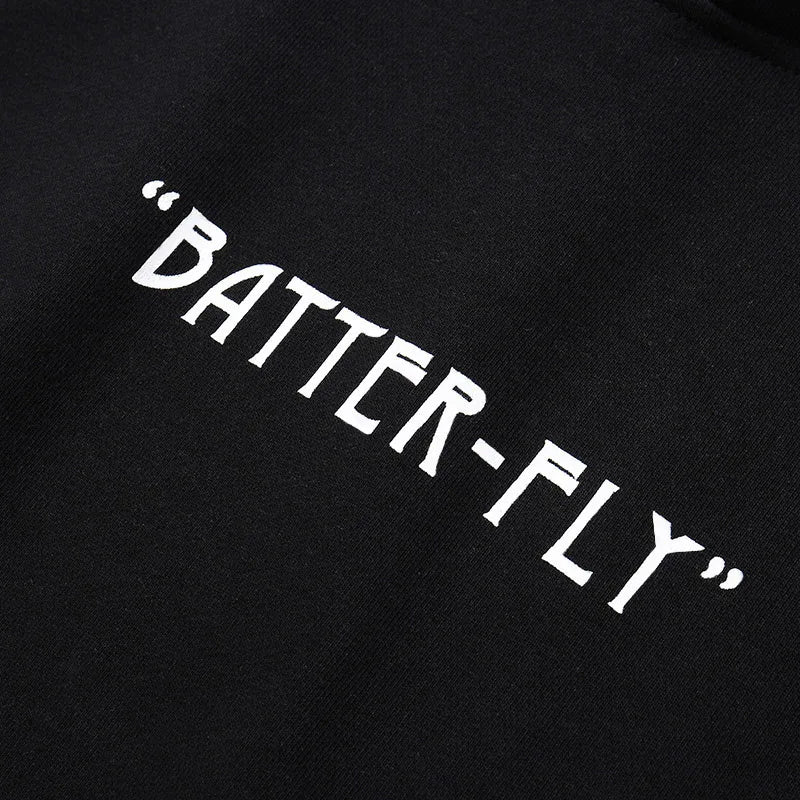 2023 Men Hip Hop Sweatshirt Hoodie Color Butterfly Streetwear Harajuku Pullover Hoodie Cotton Fleece Winter Autumn Black Hoodie
