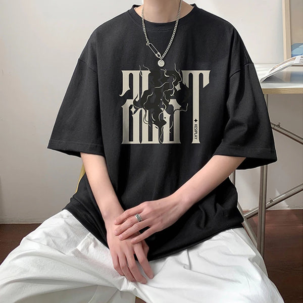 Y2k Crying character – 2024 New American Letter Print Short Sleeve Tee Shirt Mens