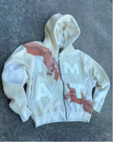 Hip Hop Trendy Streetwear Y2K Harajuku American Retro Letter Print Zip