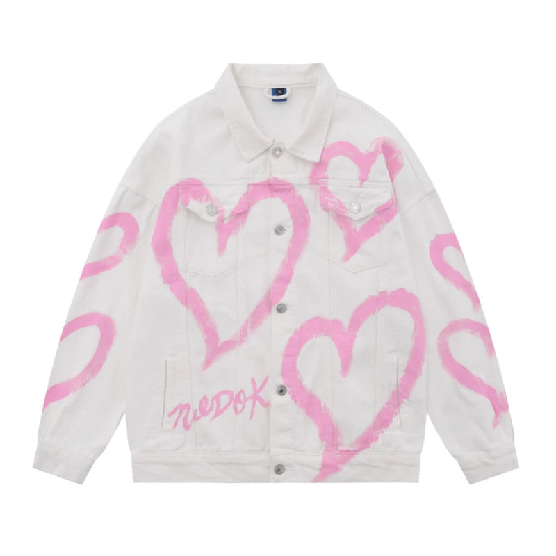 y2k heart graffiti printed denim jackets mens fashion unisex long sleeve coats outerwear hip hop casual streetwear jeans whit - variant style 7f9d06 for streetwear fashion