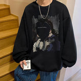Mens Oversized Love No Watting Letter Graphic Sweatshirts 2025 Korean