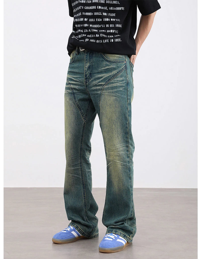 retro washed denim baggy jeans pants unisex hip hop fashion streetwear harajuku patchwork loose flare straight pants joggers men unique joggers style 2263